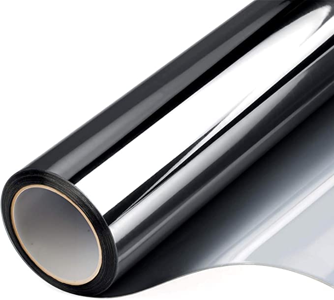 S-Sia Vendors-Good Purchase Good Care SIA VENDORS Window Privacy Film One Way Daytime Mirror Tint Treatments UV Heat Control Vinyl Stickers Sun Block Glass Paper Door Covering Reflective 16 ft x 33 ft Silver Black - Image 1