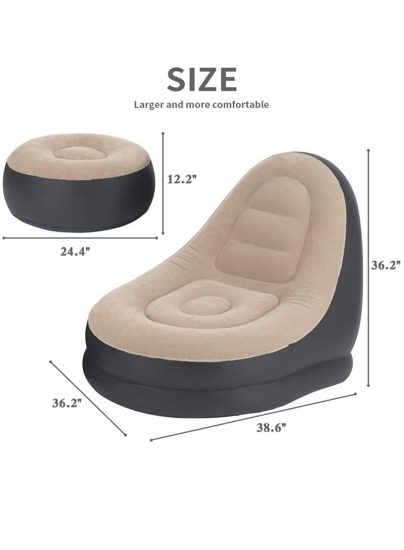Inflatable Lazy Sofa Family Inflatable Lounge Chair Inflatable Bean Bag Chair with Inflatable Foot Cushion and Electric air Pump for Room,Living Room, Outing and Camping  - Image 3