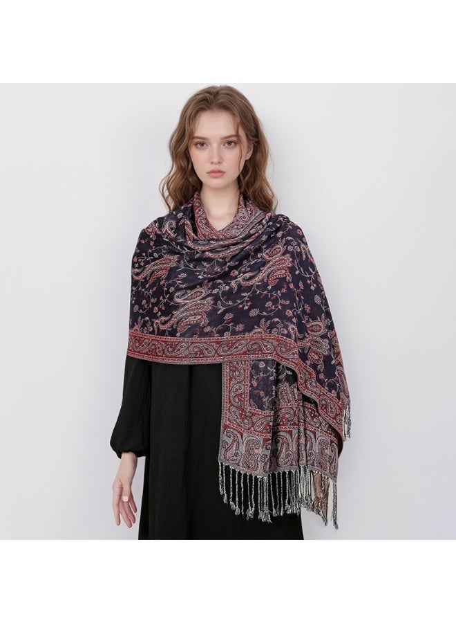 OLUDENIZ Luxury Jacquard Paisley Shawl – Soft Elegant Wrap with Fringe for All Occasions - Image 1
