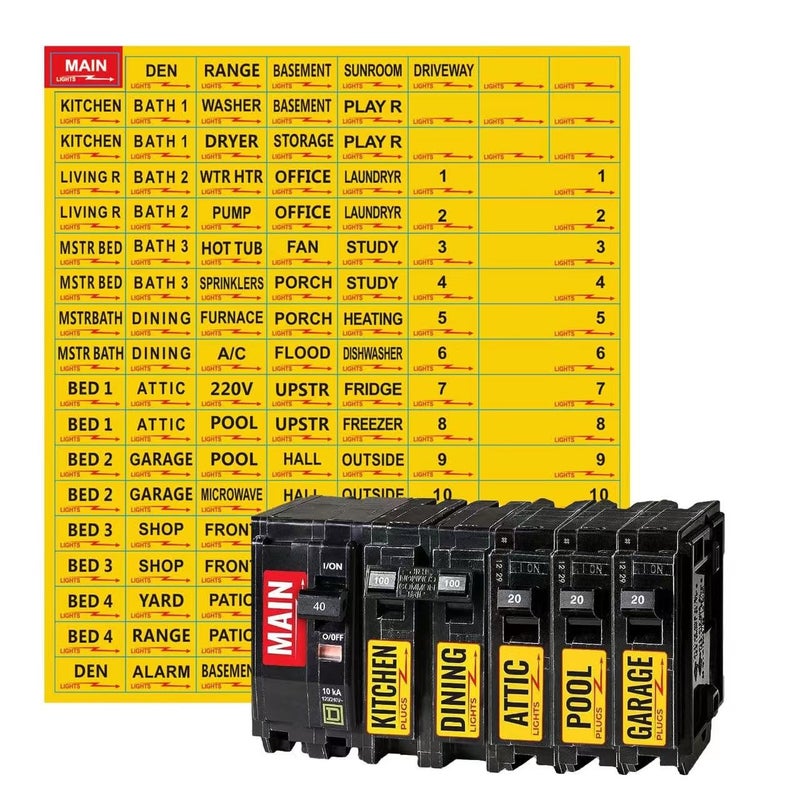 LogFaadCoi Premium Durable Circuit Breaker Labels, Electrial Panel Labels,129 Waterproof Fuse Box Stickers, Easy to Read and Install (Yellow, 1) - Image 3