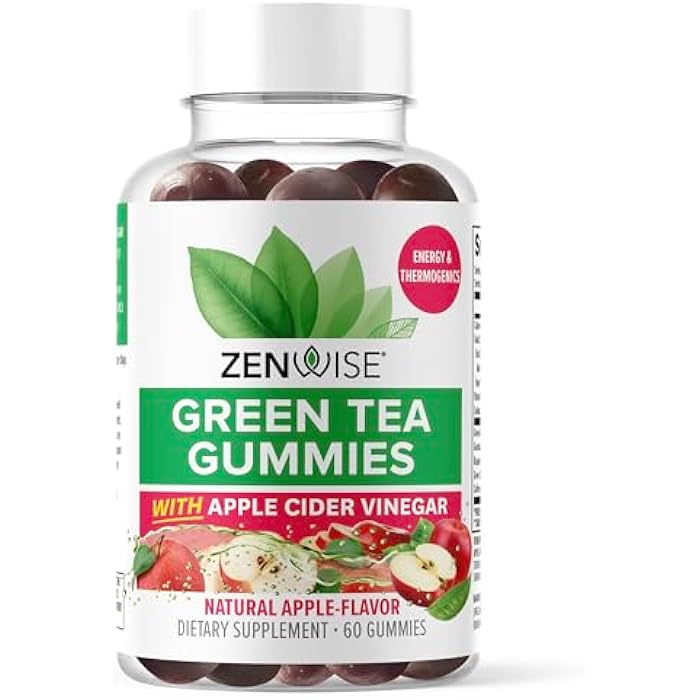 Zenwise Health Green Tea Extract, Apple Cider Vinegar Gummies - Appetite Suppressant for Weight Management with Green Coffee Bean Extract for Metabolism - 60 Count Apple Gummies - Image 1