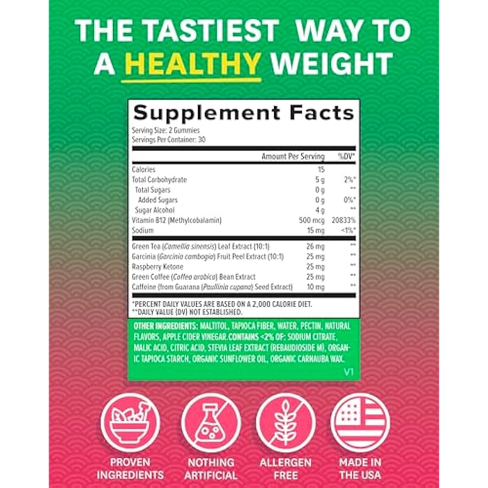 Zenwise Health Green Tea Extract, Apple Cider Vinegar Gummies - Appetite Suppressant for Weight Management with Green Coffee Bean Extract for Metabolism - 60 Count Apple Gummies - Image 5