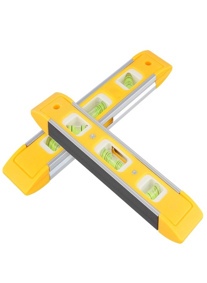 هاكزيون، 14 قطعة، 9 بوصات، مستوى طوربيد مغناطيسي أصفر، أداة مستوى فقاعات بلاستيكية، أداة قياس مستوى الروح مع فقاعات 45/90/180 درجة للقياسات - Image 5