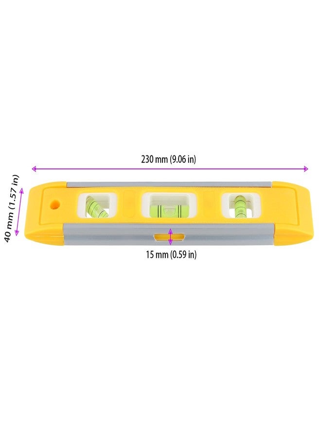 هاكزيون، 14 قطعة، 9 بوصات، مستوى طوربيد مغناطيسي أصفر، أداة مستوى فقاعات بلاستيكية، أداة قياس مستوى الروح مع فقاعات 45/90/180 درجة للقياسات - Image 2