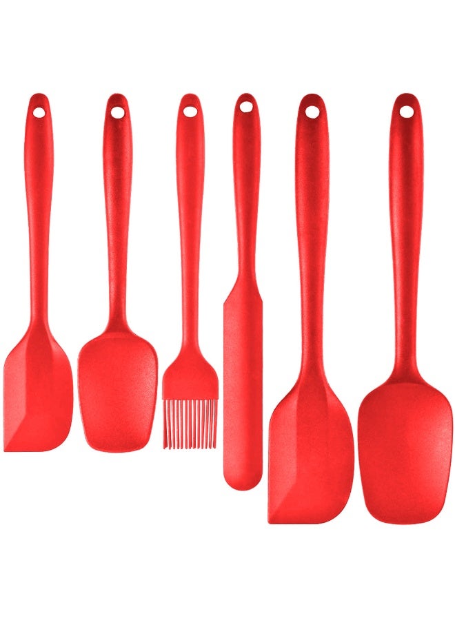 مجموعة من 6 ملاعق، ملاعق سيليكون مقاومة للحرارة ومقاومة للالتصاق للاستخدام في المطبخ للطهي والخبز والخلط - Image 1