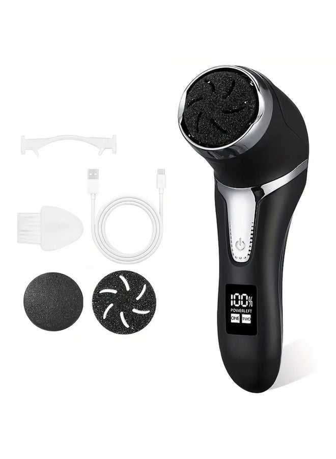 جهاز تشذيب القدمين الكهربائي الأسود القابل لإعادة الشحن - منظف القدمين الرقمي المحمول مع شاشة LCD لعقب القدم المتشقق - هدية مثالية لمرضى السكري - Image 1