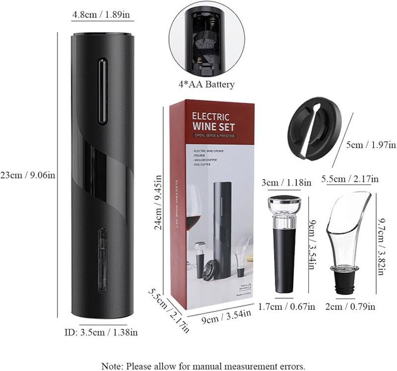 مجموعة فتاحة نبيذ كهربائية مع قاطع رقائق معدنية ومهوية وسدادة تفريغ لحفلات البار المنزلية - Image 3