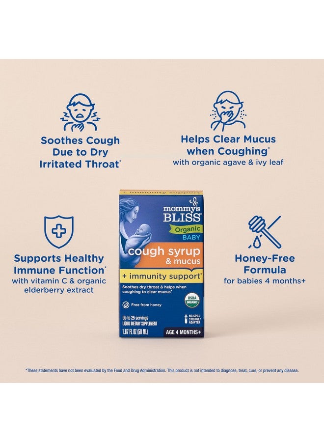 Mommy's Bliss Mommy's Bliss Organic Baby Cough Syrup and Mucus + Immunity Support, Contains Organic Agave and Ivy Leaf, Made for Babies 4 month+, 1.67 Fluid Ounces  - Image 4