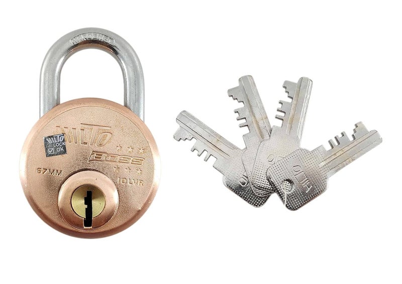 Goyalkart Hilto Boss Padlock 67mm Golden Finish Hardened Steel Shackle 3 Keys Blister Pack Padlock 2 Bronze  - Image 3