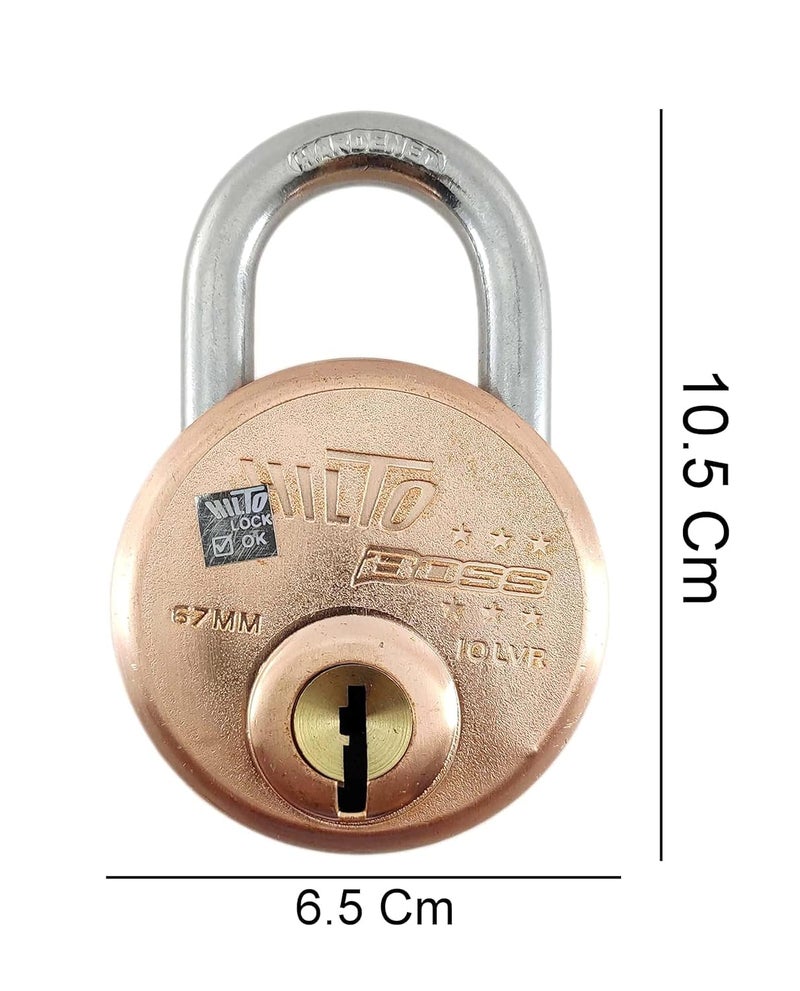 Goyalkart Hilto Boss Padlock 67mm Golden Finish Hardened Steel Shackle 3 Keys Blister Pack Padlock 2 Bronze  - Image 4