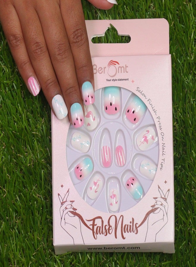 Beromt Press On Nails Beautiful Printed Multicolor Nails For Children With Printed Design - - Image 3