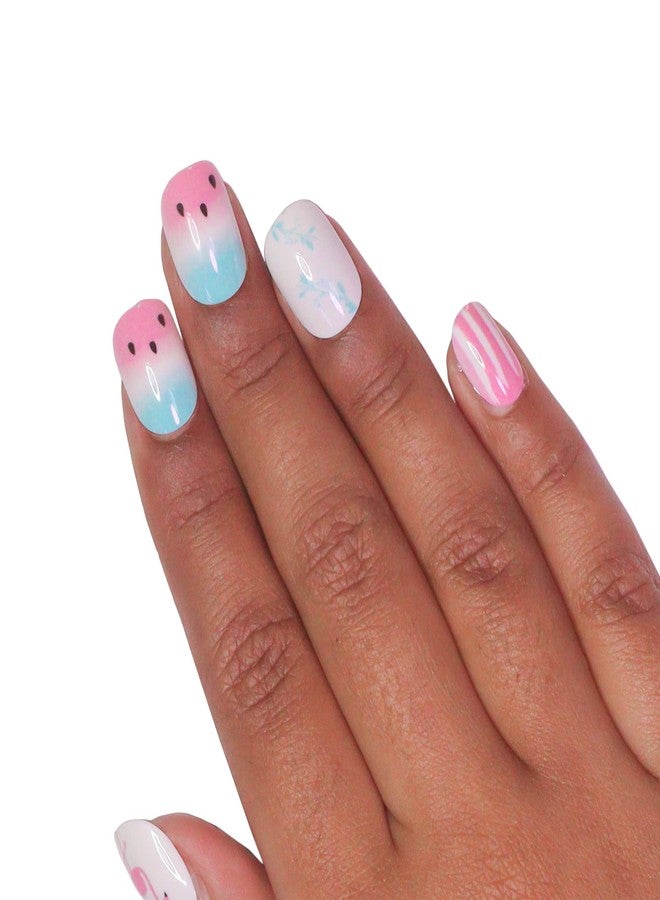 Beromt Press On Nails Beautiful Printed Multicolor Nails For Children With Printed Design - - Image 2