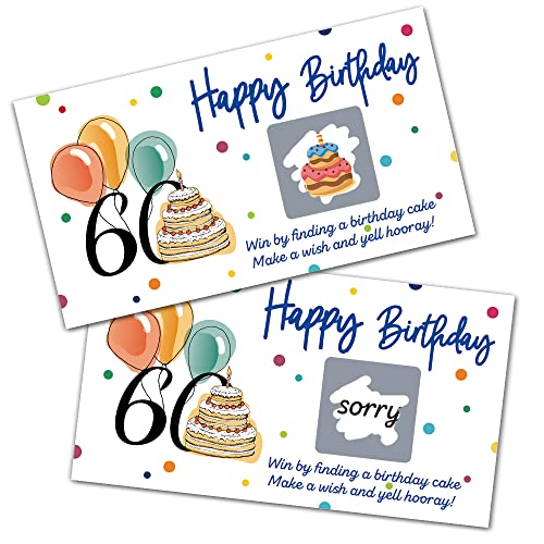 REWIDPARTY Colorful 60th Birthday Party Game Scratch Off Cards32 PCS Cheers to 60 Years Party Games Supplies Happy 60th Birthday Party Scratch Cards Funny Activity Holiday for Groups Raffle Tickets - Image 1