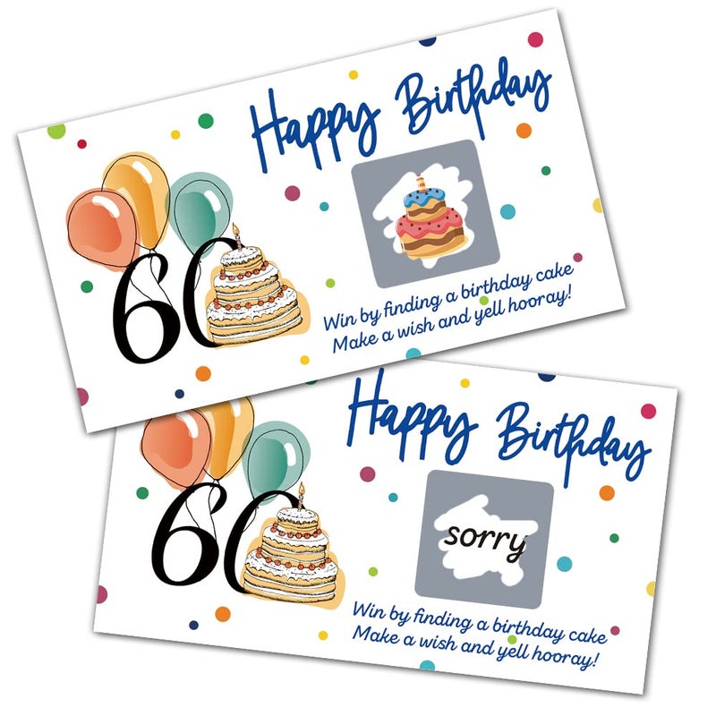 REWIDPARTY Colorful 60th Birthday Party Game Scratch Off Cards32 PCS Cheers to 60 Years Party Games Supplies Happy 60th Birthday Party Scratch Cards Funny Activity Holiday for Groups Raffle Tickets - Image 2