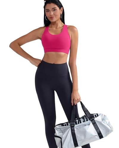 RUNNING GIRL حمالة صدر رياضية RUNNING GIRL للنساء، بتصميم ظهر متقاطع مع حشوات، حمالة صدر رياضية متوسطة الدعم لليوغا مع أكواب قابلة للإزالة (2353 وردي ساخن M) - Image 4