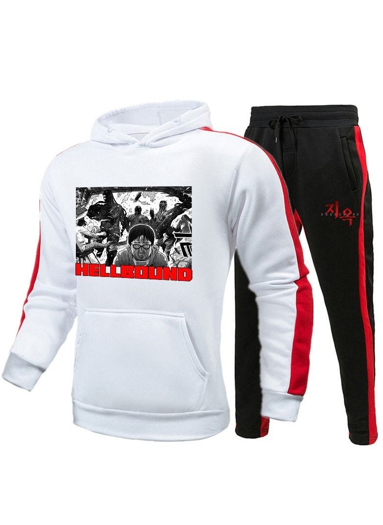 NIBEMINENT Color Block Hooded Sweatshirt Sweatpants Suit Unisex  - Image 1