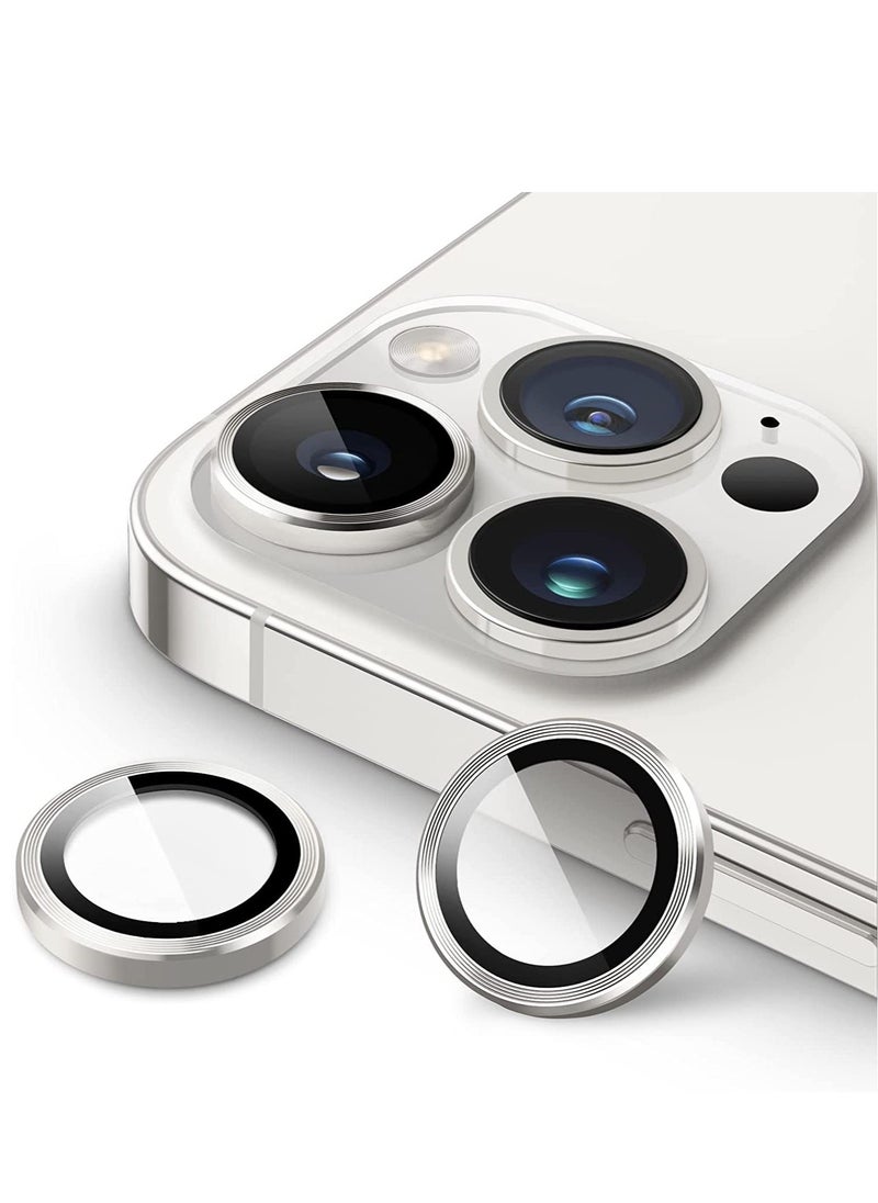 Raxoom Camera Lens Protector for iPhone 14 Pro 6.1-Inch and iPhone 14 Pro Max 6.7-Inch, 9H Tempered Glass Metal Individual Ring Cover, HD Clear, 3-Pack (Silver) - Image 1