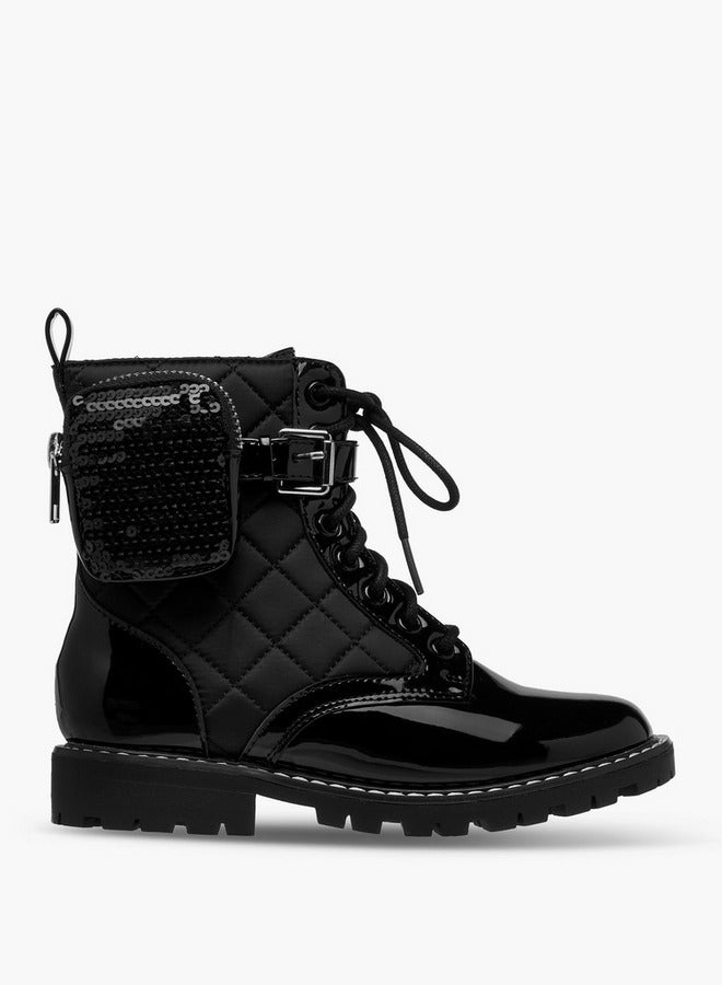 Little Missy Quilted High Cut Boots with Pouch and Zip Closure - Image 1