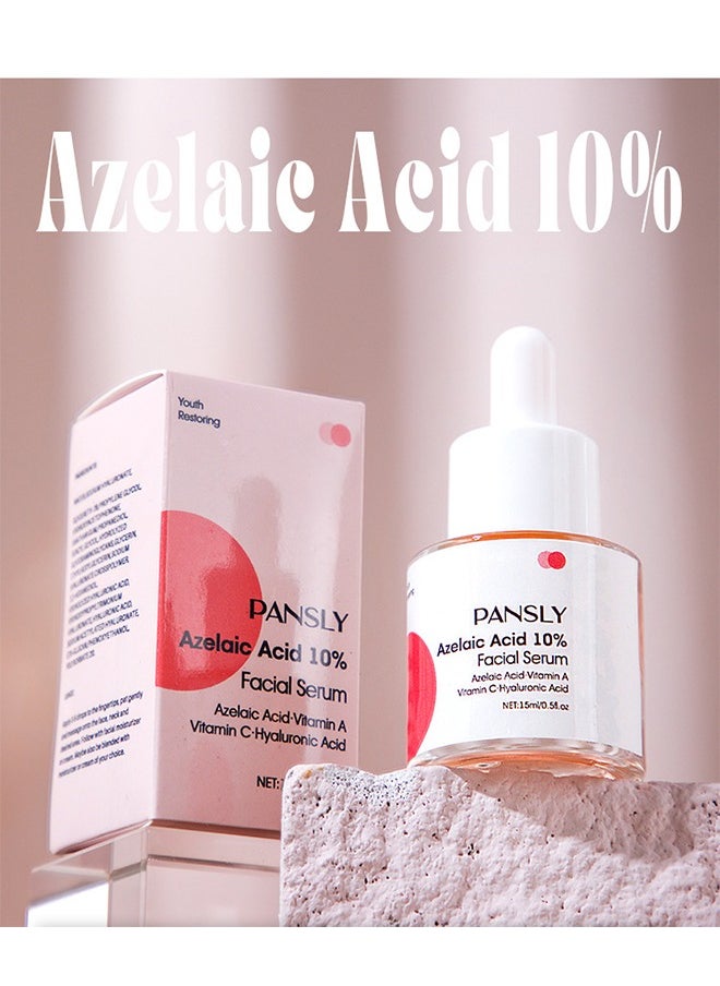 Azelaic Acid Serum, Azelaic Acid 10% Facial Serum, Skin Hyaluronic Acid Serum for Face, Redness-Relief for Face, Redness Reducing Skin Care, Balance Excess Sebum, 0.5oz