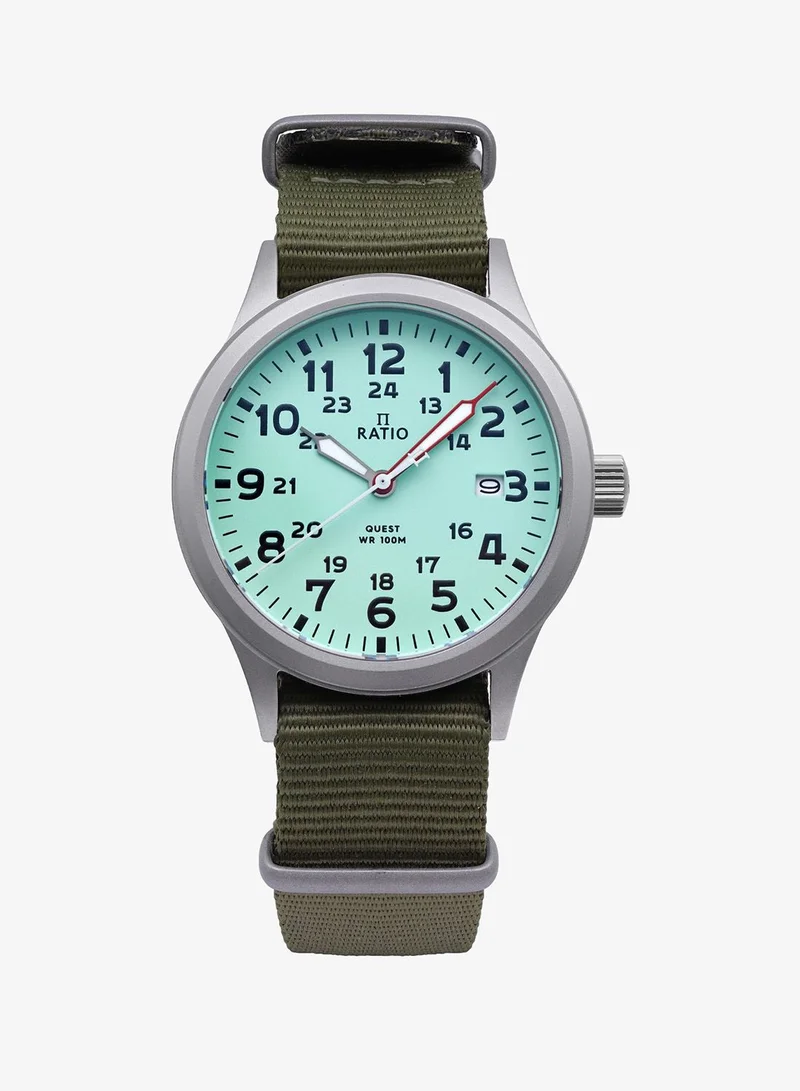 Ratio Quest Men's Field Watch Sapphire Nylon Strap Quartz RTQ015 100M Lewis And Clark Edition