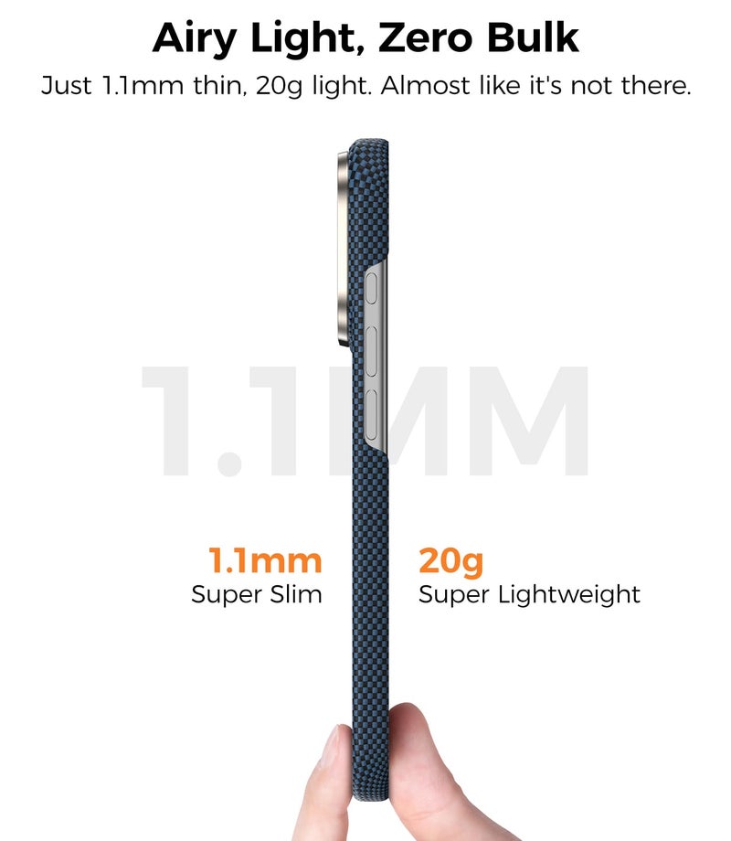 BENKS for iPhone 17 Pro Case, Compatible with Magsafe, ArmorTint ArmorAir Ultra Slim & Lightweight Minimalist Case Built with Dupont Kevlar 1000D Aramid Fiber, SatrLight Blue - Image 3