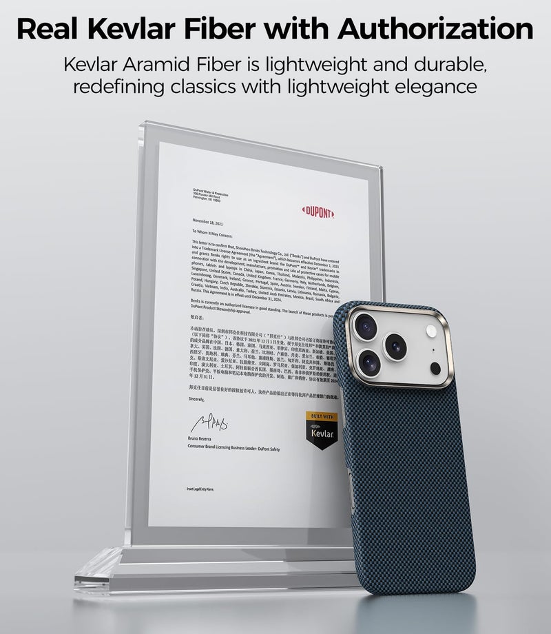 BENKS for iPhone 17 Pro Case, Compatible with Magsafe, ArmorTint ArmorAir Ultra Slim & Lightweight Minimalist Case Built with Dupont Kevlar 1000D Aramid Fiber, SatrLight Blue - Image 5