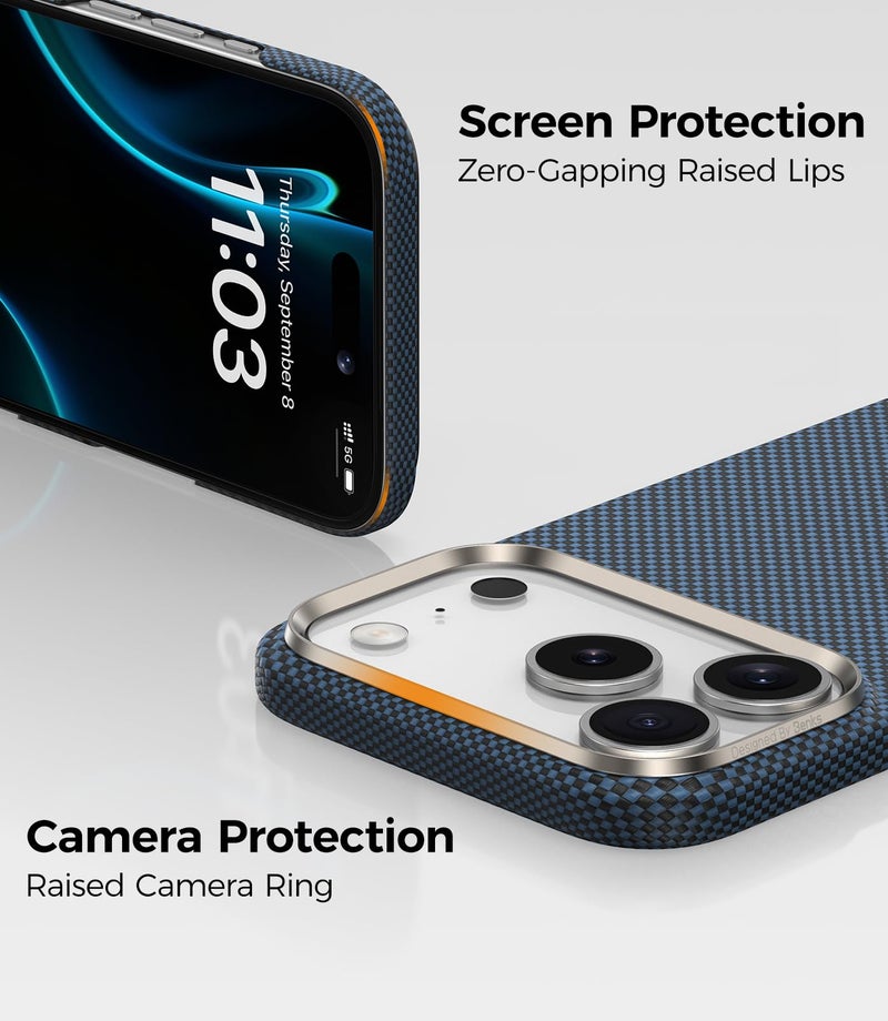 BENKS for iPhone 17 Pro Case, Compatible with Magsafe, ArmorTint ArmorAir Ultra Slim & Lightweight Minimalist Case Built with Dupont Kevlar 1000D Aramid Fiber, SatrLight Blue - Image 2