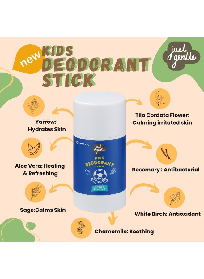 Just Gentle Organic Deodorant Stick - for Kids and Teens  - Sport scented -Natural, Safe, and Effective Odor Protection, Aluminum-Free, Gentle on Sensitive Skin, 55g - Image 4