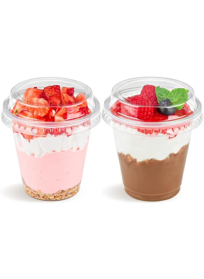 Qeirudu 50 Pack 6 Oz Plastic Dessert Cups with Lids, Small Clear Parfait Cups Mini Plastic Cups with Lids for Cakes, Puddings, Fruits, Ice Creams, Dessert Shot Glasses - Image 1