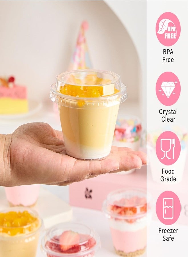 Qeirudu 50 Pack 6 Oz Plastic Dessert Cups with Lids, Small Clear Parfait Cups Mini Plastic Cups with Lids for Cakes, Puddings, Fruits, Ice Creams, Dessert Shot Glasses - Image 3