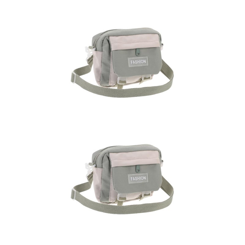 2 pcs Canvas Shoulder Bag Multi-function Storage Pouch Fashion Messenger Bag - Image 1