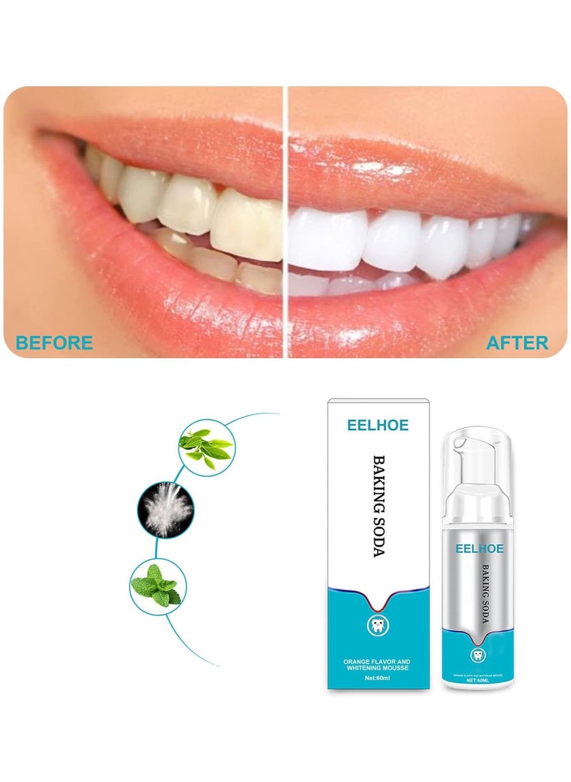 EELHOE - 60ML Baking Soda Teeth Cleaning Mousse Deep Cleaning Foam Toothpaste Stains Removal Fresh Breath Tooth Whitening MousseTool - Image 1