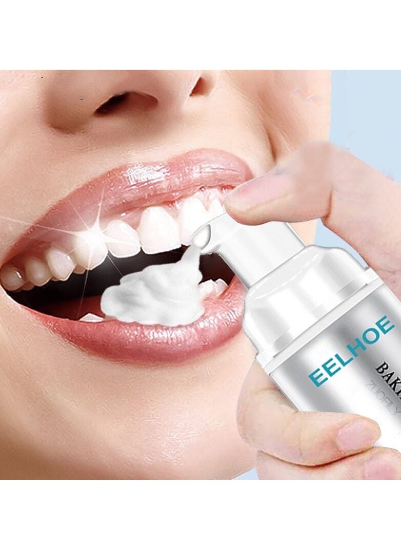 EELHOE - 60ML Baking Soda Teeth Cleaning Mousse Deep Cleaning Foam Toothpaste Stains Removal Fresh Breath Tooth Whitening MousseTool - Image 1