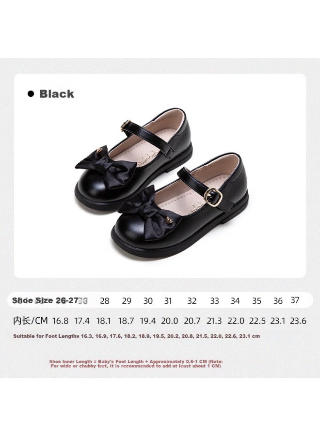 Fulomi Girls Black Soft Sole Princess Shoes Children's Fashion Performance Shoes Girls Single Shoes Suede Black Size 35