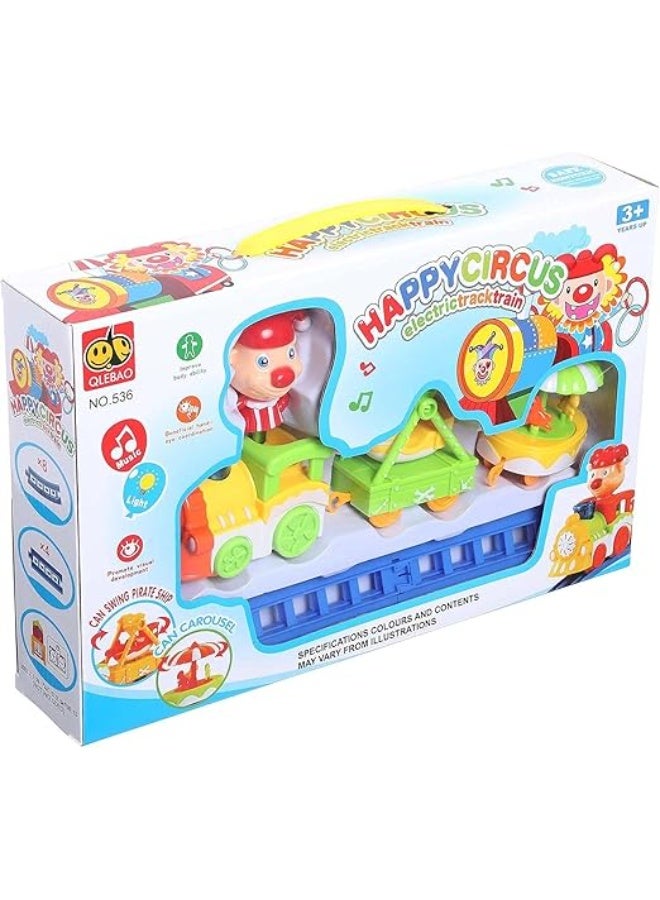 Generic Plastic Electric Circus Train Kit Toy Contains Clown Character With Amusement Park Toys And Music Operating System Add More Entertaining For Kids Set Of 6 Pieces - Multi Color - Image 3