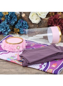 Tekno Trust Blue Gift Cylinder Acetate Box for Children (18×10), Prayer Mat and Girl's Scarf Set Pink  - Image 2