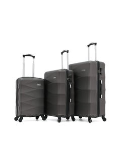 CAPITAL طقم حقائب أمتعة بعجلات من الجانب الصلب 3 قطع، رمادي (S-20&quot;،M-24&quot;،L-28&quot;)  - Image 1