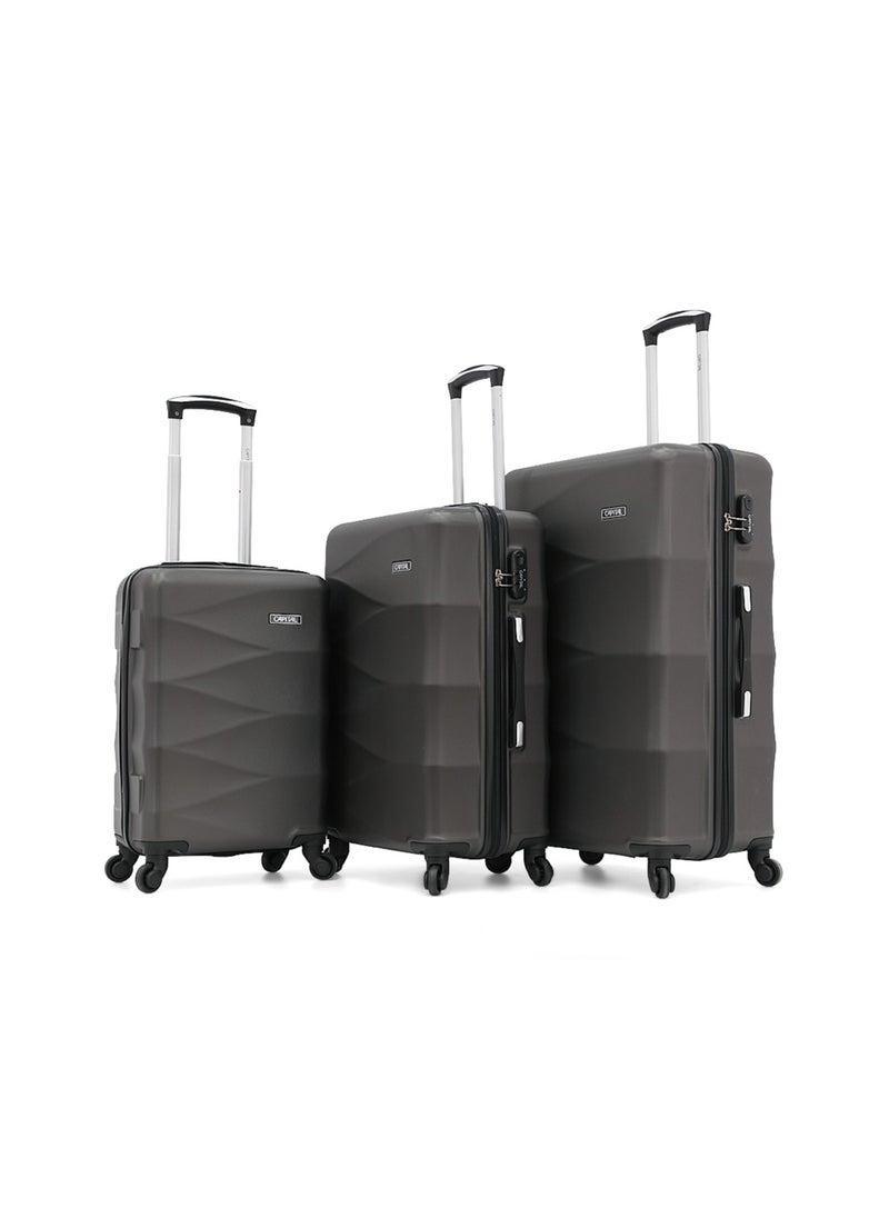 CAPITAL Hardside Luggage Trolley Bag 3 Pieces Set,Grey (S-20",M-24",L-28")  - Image 1