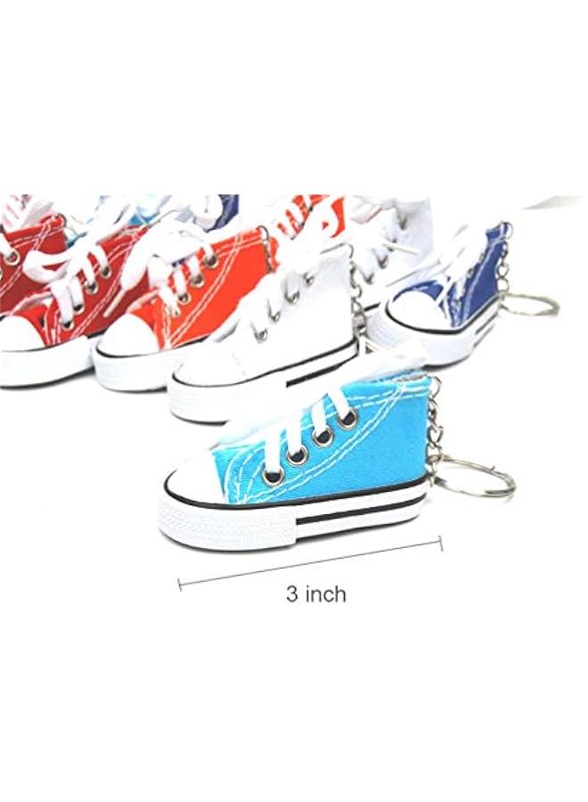 Generic - 12 Pack Canvas Mini Sneaker Shoe Keychain Keyring (Pack 12, Plain)  - Image 2