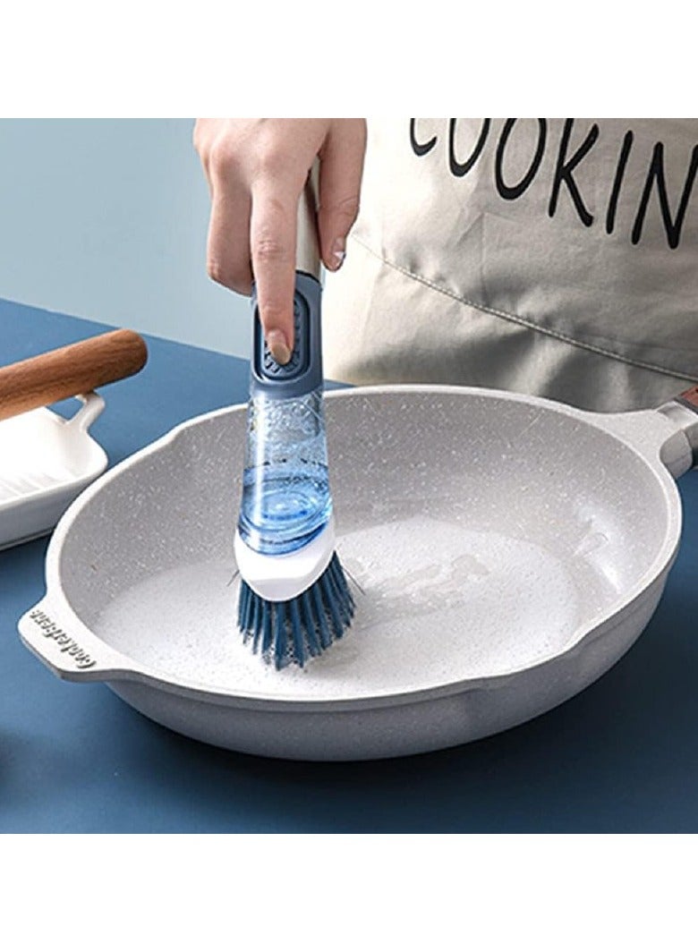 طقم فرش تنظيف المطبخ 2025 – فرشة أطباق بصابون و3 رؤوس بديلة ومقبض استانلس - Image 3