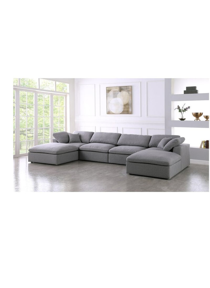 Ripple FURNITURE Modern Cloud Modular Living Room Sofas Set I U Shape Down Filled Overstuffed Reversible Sectional Corner Sofa Grey  6 Seater 360X90X40  - Image 3