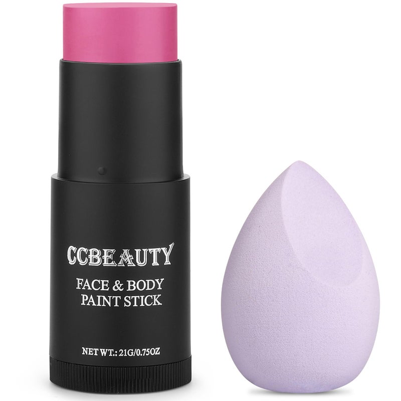 CCbeauty Pink Face Paint Stick,Face Painting Kit,Non Toxic SFX Makeup For Butterfly Halloween Costume Cosplay,Professional FX Body Paint For Adults,Full Coverage Painting Foundation With Makeup Sponge - Image 1
