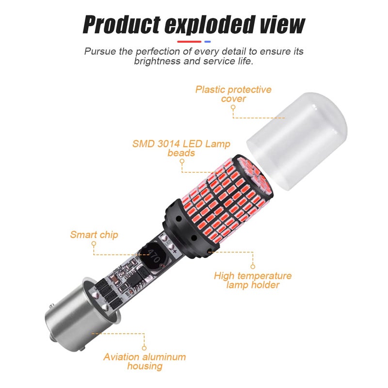 HIPOPY 2Pack 1157 LED Brake Light Bulb, 12V-24V BAY15D Replacement Light Bulb for Reverse Brake Tail Running Parking, Universal for Car RV Trailer Boat (Red) - Image 2