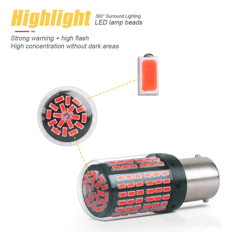 HIPOPY 2Pack 1157 LED Brake Light Bulb, 12V-24V BAY15D Replacement Light Bulb for Reverse Brake Tail Running Parking, Universal for Car RV Trailer Boat (Red) - Image 3