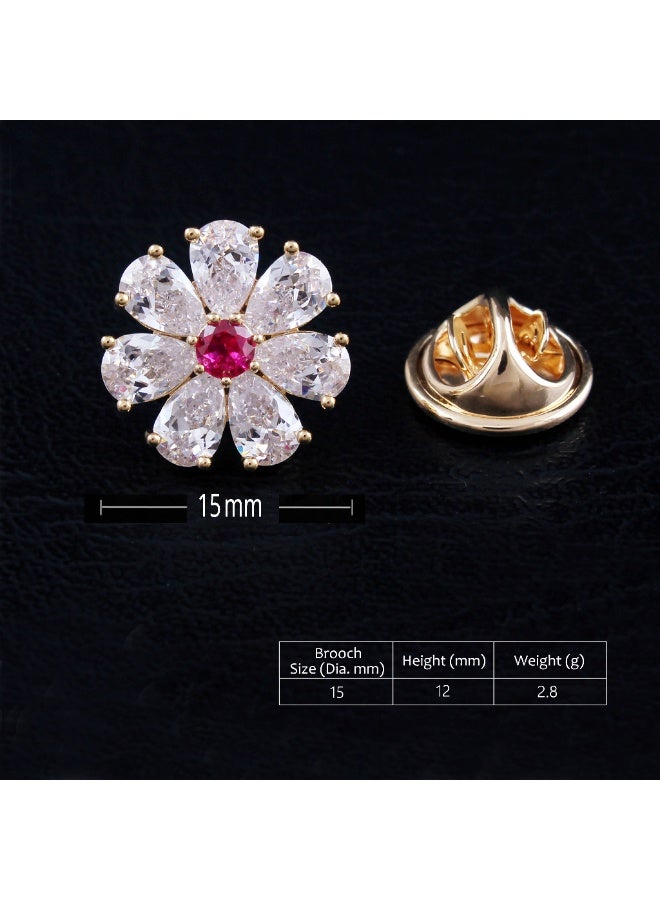 HomeNoor Elegant Gold Crystal Flower Brooch, Exquisite Fashion Lapel Pin for Women Party Wedding Evening Dress Shawl Accessories - Image 3