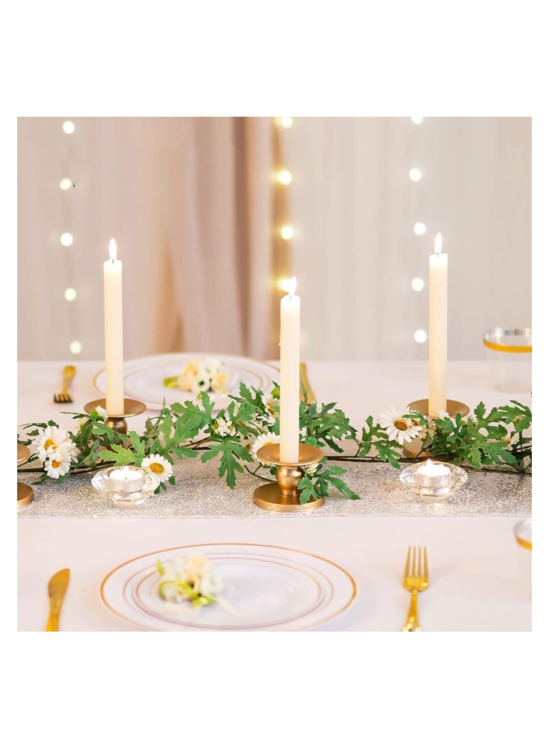 كاست ويف حامل شمعة على شكل عمود ، 4 قطعة من الذهب حامل شمعة المخروطية ، وحاملي الشموع المعدنية الصغيرة لحفل الزفاف ، وحاملي الشمو، مركز أجزاء من طاولة الطعام في مطعم ، ديكورات عطلة - Image 2