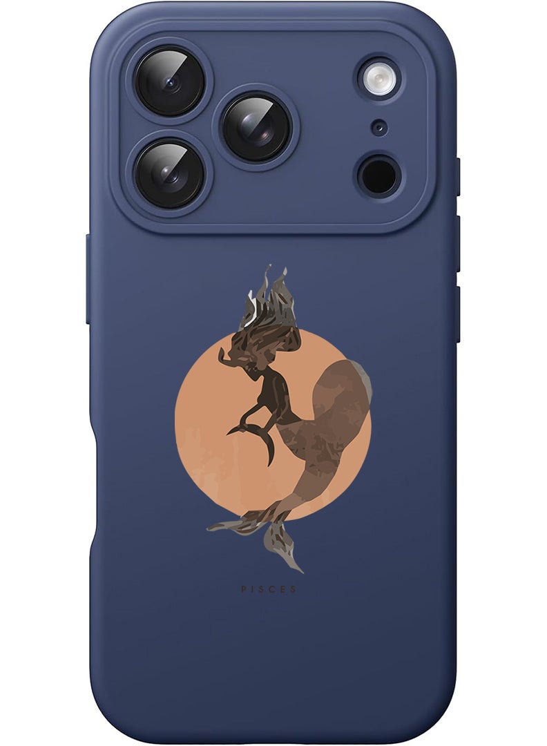 Theodor Protective Slim Fit Case Liquid Silicone Cover with Full Body Protection Anti-Scratch Shockproof Case For Apple iPhone 17 Pro Max (Blue) Pisces - Image 1