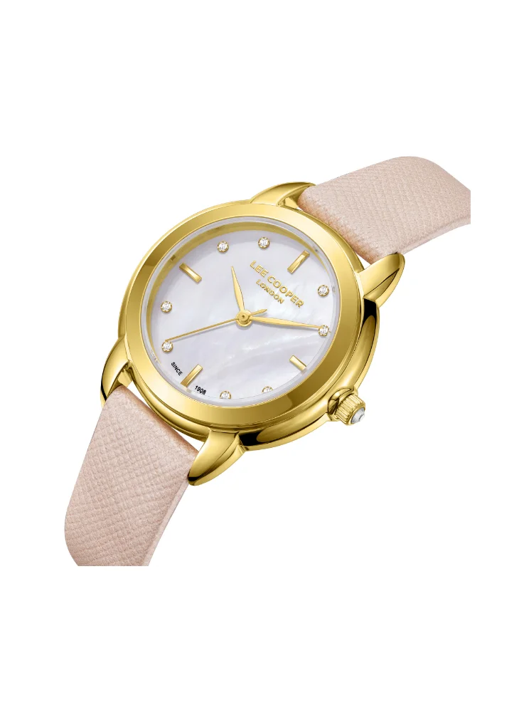 Lee Cooper LEE COOPER LC08025.120 Women's Analog Display Watch & Leather Strap Powder