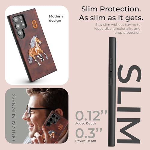 PULOKA - Mobile Cover Compatible for Samsung S25 Ultra - Horse Embroidery - Sleek & Stylish - Protective & Anti Scratch Phone Cover Vegan Leather Back Case - Men & Women - Santa Barbara Polo (Brown) - Image 3