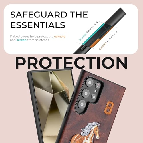 PULOKA - Mobile Cover Compatible for Samsung S25 Ultra - Horse Embroidery - Sleek & Stylish - Protective & Anti Scratch Phone Cover Vegan Leather Back Case - Men & Women - Santa Barbara Polo (Brown) - Image 5